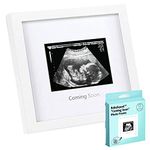 BabySquad Coming Soon Photo Frame, 7 x 7 (INCHES), Sawtooth Hanger + Kickstand Stand, Babyshower Gifts, Sonogram Photo Frame, Ultrasound Photo Frame, Handcrafted White Wooden Picture Frame, Keepsake Gift