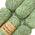 Cotton to The Core for Hand Knitting and Crocheting, Natural Heathered Yarn with Halo, Washcloth -Blankets, (Free Patterns), 6 skeins, 852 yards/300 Grams, DK Gauge 3 (Green Grass)