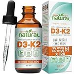 Vitamin D3 K2 (MK-7) Liquid Drops, 1000 IU of sublingual D3 with Coconut MCT Oil, for Strong Bones and Teeth, Heart and Immune Support - Unflavored