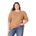 Amazon Essentials Women's Classic-Fit Soft Touch Long-Sleeve Crewneck Jumper, Camel Heather, M