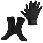 SUPERFA 3mm Neoprene Gloves and Socks, 3mm Thermal Diving Gloves and Socks with Adjustable Waist Strap, Flexible Wetsuit Gloves and Socks, for Diving, Surfing, Kayaking Rafting