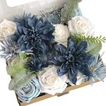 Lookein Artificial Flowers for DIY Wedding Decoration Bridal Bouquet Table Centerpieces Flower Garland Wreaths Aisle Arch Flower Decoration Home Decor, Retro Dusty Blue