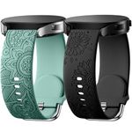 Charlam 2 Pack Floral Engraved Strap Compatible with Samsung Galaxy Watch 4/Watch 5/Watch 6 40mm 44mm, 20mm Silicone Sport Watch Band for Galaxy Watch Active/Active 2/Watch 3 41mm/5 Pro for Women Girl