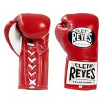 CLETO REYES Professional Competition Boxing Gloves for Men and Women, Leather and Horsehair, MMA, Kickboxing, Muay Thai, Lace Up, 8 oz, Red