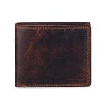 MAI SOLI Dark Vintage Genuine Leather Wallets for Men with RFID Blocking, Bifold Leather Wallet with 6 Credit Card Holder Slot, Classy Gifts for Men, Flap & Loop - Brown