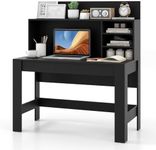 Tangkula Computer Desk with Hutch, Home Office Desk with Bookshelf, Writing Study Desk with Anti-Toppling Device & Cable Hole, Modern Computer Workstation PC Laptop Desk for Small Space (Black)