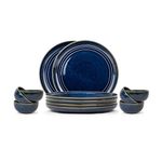 Shay Ceramic Dinner Set, 12 Pcs, Blue Green | Crockery Set for Dining Table | Dining Sets Crockery Items | Glossy Finish | Premium Stoneware (Blue Green, 12 Pieces)