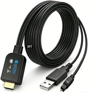 eSynic 192KHZ eARC to Optical Converter-Integrated Cable Designed-5 ft Long-USB Powerd eARC/ARC Audio Extractor-Plug& Play-Dolby5.1 & DTS 5.1 Formats-Only from HDTV to Optical Soundbar-No CEC