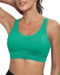 RUNNING GIRL High Impact Sports Bras for Women,Racerback Green Bra Workout Crop Tank Tops Longline Sports Bra Push up(WX2667 Bright Green S)