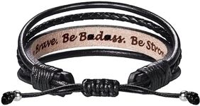 Leather Bracelets for Men Women Inspirational Gifts for Him Her Handmade Black Braided Best Friend Bracelet Motivational Birthday Gift for Boyfriend Husband Girlfriend Dad Anniversary Christmas