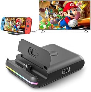 TV Docking Station for Nintendo Switch/Switch OLED Series, 4K/1080P HDMI TV Adapter, Foldable Switch Charging Dock for Nintendo with Fast Speed USB 3.0 Ports and USB C Port (Black)