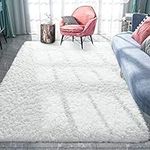 Pacapet Fluffy Area Rugs, Cream Shag Rug for Bedroom, Plush Furry Rugs for Living Room, Fuzzy Carpet for Kid's Room, Nursery, Home Decor, 5 x 8 Feet