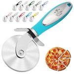 Zulay Kitchen Large Pizza Cutter Wheel - Premium Stainless Steel Pizza Slicer - Easy to Clean & Cut Pizza Wheel - Super Sharp, Non-Slip Handle & Dishwasher Friendly - Teal