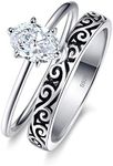 Bonlavie Vintage Engagement Wedding Ring Set Womens 925 Sterling Silver Cubic Zirconia Ring Set Size S