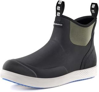 WOVENPAK Deck Boots for Men, Waterproof Fishing Boots, Mens Anti-slip Rubber Work Ankle Rain Boots Shoes for Outdoor Fishing, Boating, Size 7
