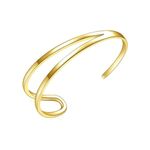 E Gold Bracelets for Women, 14K Gold Plated Bangles Cuff Bracelets Lightweight Everyday Jewelry for Valentine's Day Wedding Birthday