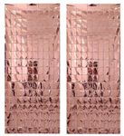 AMFIN® (Pack of 2) Square Foil Curtains for Birthday Decoration Photo Booth Props Backdrop Baby Shower Bachelorette Party Decorations - Rose Gold