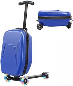 Lavoker 20" Hardshell Scooter Suitcase for Kid & Adult Foldable 2 in 1 Ride on Carry on Travel Trolley Scooter Luggage With Wheels