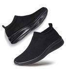 SILLENORTH Mens Walking Shoes Slip On Sock Sneakers Lightweight Flat Casual Running Shoes with Mesh Upper Fashion Gym Work Jogging Sport Black Size 10