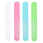 Qancekoo 4pcs Portable Toothbrush Cases Travel Cover Holder Storage Toothbrush Travel Containers for Trip Home Camping Dust-Proof and Sanitary (Pink, Blue, Green and White)