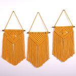 Zazza Home Decor™ - 03 Pcs Macrame Woven Wall Hanging Small Decor Boho Chic Bohemian Home Geometric Art Decor - Beautiful Apartment Dorm Room Decoration. (Model - B)