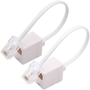 QBGTFAK 2 Pack RJ45 to RJ11 Converter Adapter Connector Cable, RJ11 6P4C Female to Ethernet RJ45 8P8C Male Converter Cord White