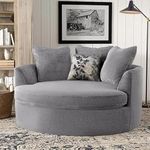 Sky Rise Decor Barrel Chair Accent Sofa with Pillows Round Sofa Modern Oversize Arm Chair Cozy Club Chair for Bedroom, Living Room, Lounge, Hotel & Office Sofa (Grey) (Grey)