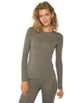 DANISH ENDURANCE Merino Wool Base Layer Long Sleeve Shirt, Breathable & Moisture-Wicking, for Women, Grey, Large