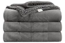 OYO BABY Sherpa Blanket Double Bed (220x228 cm) | Thick Heavy Winter Blanket | Reversible Flannel & Sherpa | Warm Cozy Quilt for Couples, Home & AC Room | Grey