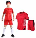 Hikewin Kids Football Kits Boys Girls Sports Uniform Jerseys Kit Activewear Soccer Jersey Set Red 6-7Years