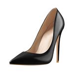 Only maker Women's Pointed Toe Sexy Stiletto High Heel Pumps Party Court Shoes Dress Black Size 5