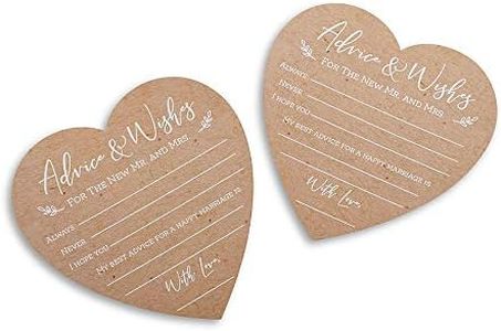 Kate Aspen Wedding Advice and Wishes for The Mr and Mrs - Heart Shaped Cards (Set of 50) Rustic Kraft Paper