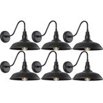 GOALPLUS 10in. Gooseneck Barn Light 6 Pack Farmhouse Wall Mount Light Fixture Exterior Waterproof Black Industrial Wall Sconce for Porch, Garage, Patio and Doorway