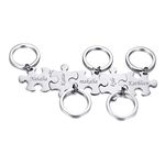 PJ JEWELLERY Personalised Puzzle Keychain for Friend Couple Stainless Steel Custom Friendship Keychain Puzzle Piece for 2,3,4,5, Custom Name Matching Puzzle Pendant Keychain Set, Gift for Sisters