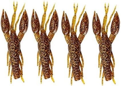 Señuelos de cangrejos Suaves, 4pcs Señuelos de Pesca Artificial Cebo de Cangrejo Pinza de Cangrejo Camarón Craw Chunk Bait reemplazo para Carpa Bass Fishing Agua Dulce de Agua Salada(6# marrón)