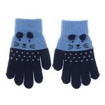 Tomorrow Kids Winter Gloves - Cute Cartoon Cat Gloves Winter Thick Knit Baby Kids Newborn Mittens Children Keep Finger Warm Gloves for Baby 0-3 Years Old (Navi)