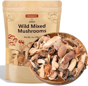 5 kinds Dried Mixed Wild Mushrooms for Cooking, 5oz(140g) Dehydrated Mushrooms Including Porcini Shiitake Oyster Portobello Fungus, Soft Texture Bold Flavor Vegan Food for Soup Pizza Noodle