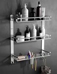 GRIVAN Stainless Steel 3 Layer/3 Tier Multipurpose Bathroom Shelf/Rack/Organizer/Stand/Holder with Double Soap Dish and Toothbrush Holder Tumbler Bathroom Accessories