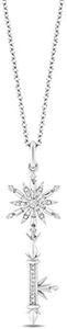 Jewelili Enchanted Disney Fine Jewelry Sterling Silver with 1/7 CTTW Diamonds Elsa Key Pendant