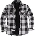 ZENTHACE Mens Plaid Flannel Shacket Jacket Sherpa Fleece Lined Cpo Sanp Button Down Flannel Work Shirt Long Sleeved Grey L