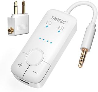 SUNITEC Airplane Bluetooth 5.3 Adapter, Airfly Dual connection Airplane Headphone Adaptor, Support aptX Low Latency, Bluetooth 3.5mm AUX Transmitter for TV, Travel,Airlink,Gym,Tablets,Airpods