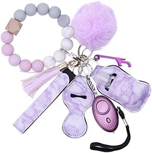 CHPITOS Safety Keychain Full Set for Women, 9PCS Portable Wristlet Key Chain with Personal Alarm for Kids Silicone Car Key Ring Bracelet Keychain