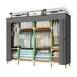 HESMENO Portable Wardrobe Portable Closet Storage Organizer Cloth Closet Colored Rods and Grey Cover Quick and Easy to Assemble, Extra Sturdy, Strong and Durable 200x43x168CM