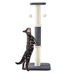 Lesure 36.5" Tall Cat Scratching Post - Highly Resistant Carpet Scratch Post, Premium Sisal Rope Scratch Posts Kitten and Adult Cats, Sturdy Large Scratch Pole with Hanging Ball, Grey