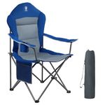 EVER ADVANCED Folding Camping Chair for Adults Heavy People 160kg Garden Chair Luxury Big High Back with Arms, Cup Holder and Side Pockets Fishing Chairs Padded Portable for Outdoor, Picnic, Travel