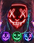 DWTECH Halloween Mask LED Halloween Costume LED Glow Scary Light Up Masks for Festival Party Carnival Costume Christmas Cosplay Glow in Dark (Red)