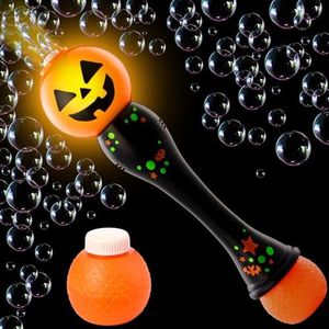JOYIN Baguette à Bulles de Citrouille Lumineuse d'halloween, Machine à Bulles Automatique Lumineuse avec 2 Solutions à Bulles, Jouets pour Cadeaux de fête d'halloween, Jouets d'extérieur pour Enfants