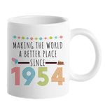 70th Birthday Gifts for Women, Funny 70 Year Old Gift Coffee Mug, 1952 70th Birthday Mugs for Her, Mom, Aunt, Wife, Sister, Friend, 11 oz Tea Cup, Making the World a Better Place Since 1952 (70th mug)