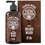 Viking Revolution Beard Wash Shampoo 17oz / 503 ml with Argan & Jojoba Oils - Softens & Strengthens - Sandalwood Scent - Beard Shampoo with Beard Oil