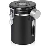 SMRONAR Airtight Coffee Canister, 623g/21oz Stainless Steel Coffee Container with Date Tracker, CO2-Release Valve and 1 Measure Spoon for Coffee Bean Coffee Powders